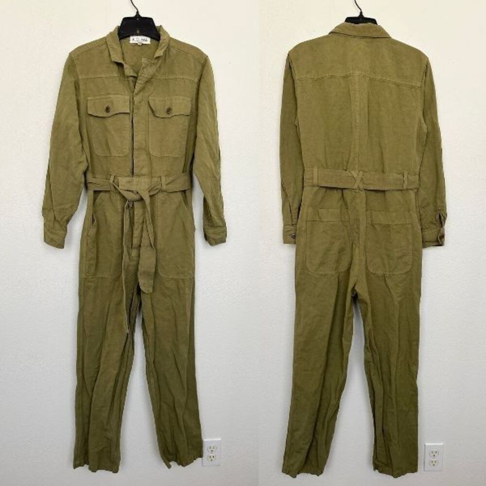 Alex Mill Mel Linen Cotton Blend Jumpsuit Coverall Utility Green Women's Small
